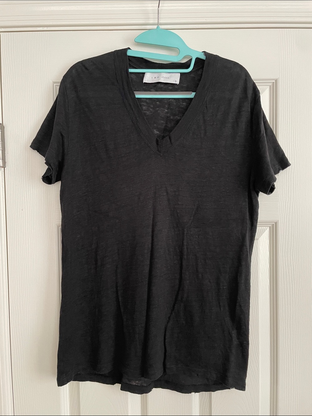 Iro black linen vneck t-shirt